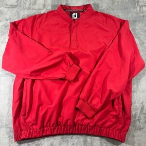 FootJoy Mens XL Red Golf Windbreaker Jacket Pullover Snap Mock Neck